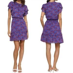 Robertson & Rodeo Harlann Floral Mini Dress Women’s XS Blue Red Floral Smocked